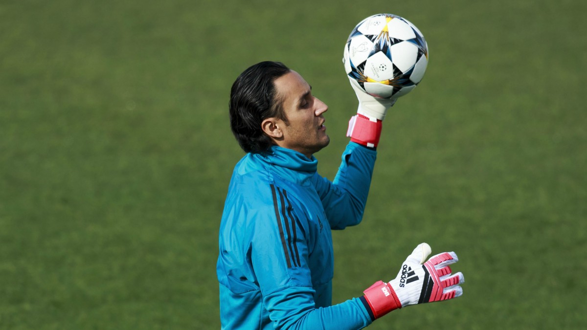 Keylor Navas, en un entrenamiento del Real Madrid. (Getty)