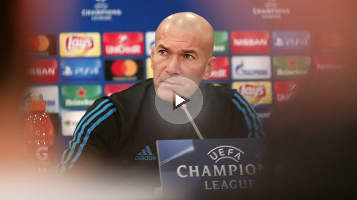 Zinedine Zidane, en rueda de prensa previa a un partido de Champions. (AFP)