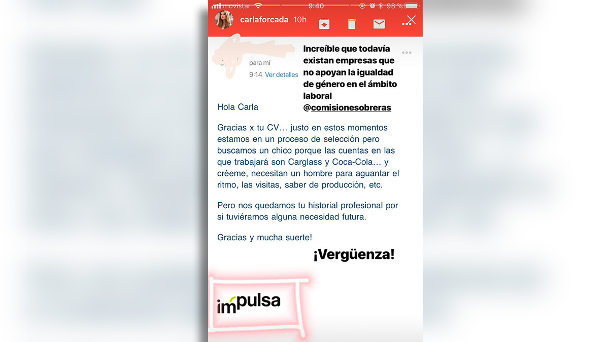 E-mail recibido por Carla (Foto:Instagram Carla Forcada)