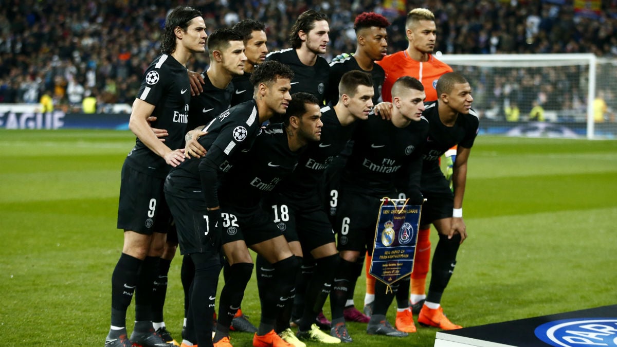 La alineación del PSG en el Bernabéu. (Getty)