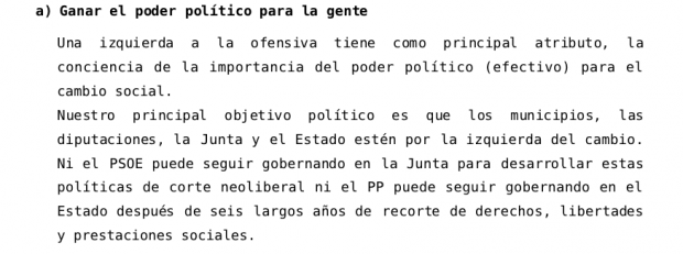 Declaración política de Iniciativa Andalucista que habla del agotamiento del PSOE