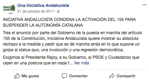 Iniciativa Andalucista contra el 155 (Foto:Facebook)