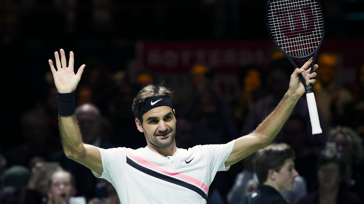 Federer celebra una victoria esta temporada. (AFP)