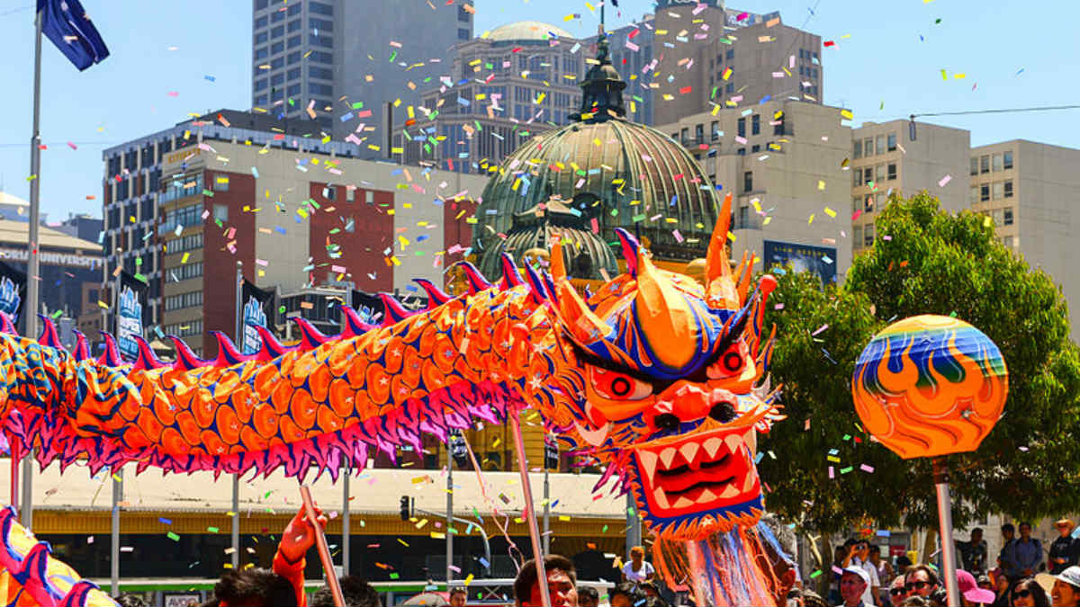 Celebración del Año Nuevo Chino en 2014 en Melbourne, Australia.