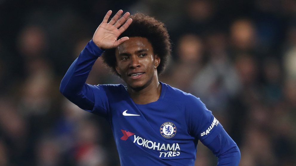 Willian celebra un gol con el Chelsea.