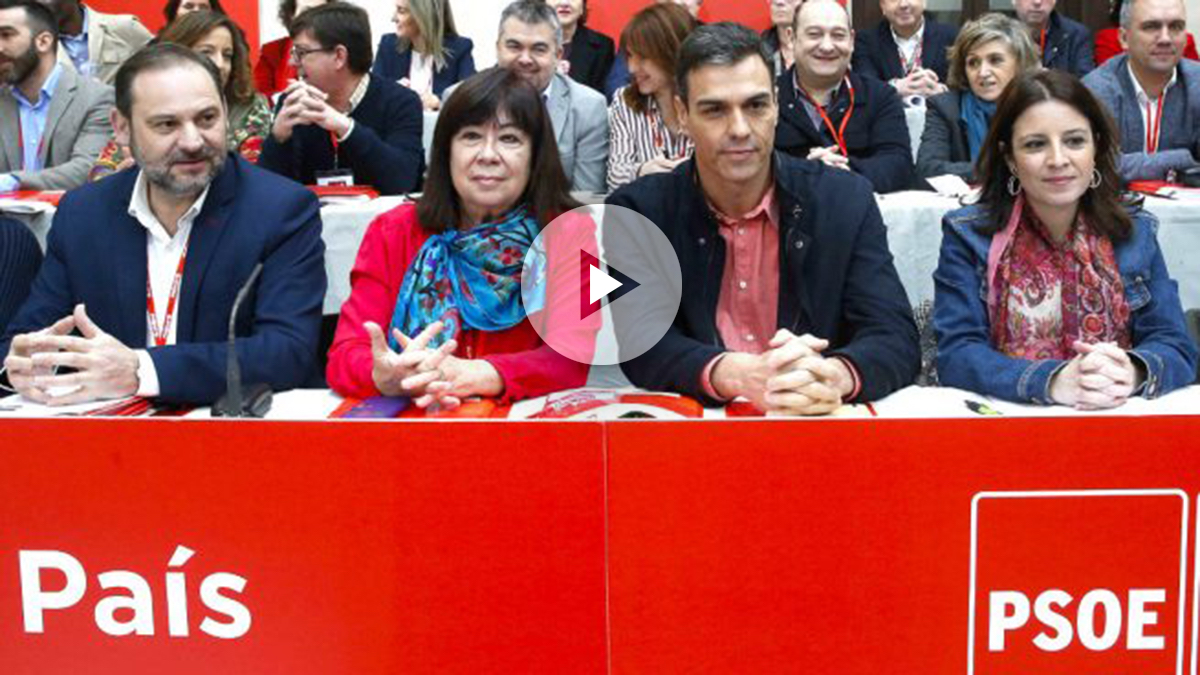 Ábalos, Narbona, Sánchez y Lastra en el Comité Federal del PSOE de este sábado en Aranjuez (Foto: Efe).