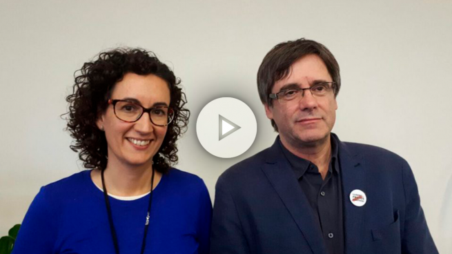 Marta Rovira y Carles Puigdemont. ?>