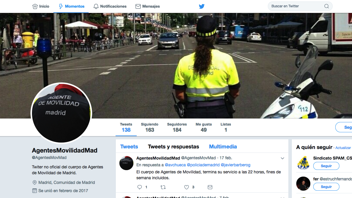Perfil ‘fake’ de los agentes de movilidad.