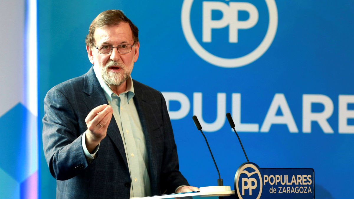 Mariano Rajoy en un acto este sábado en Zaragoza (Foto: Efe).