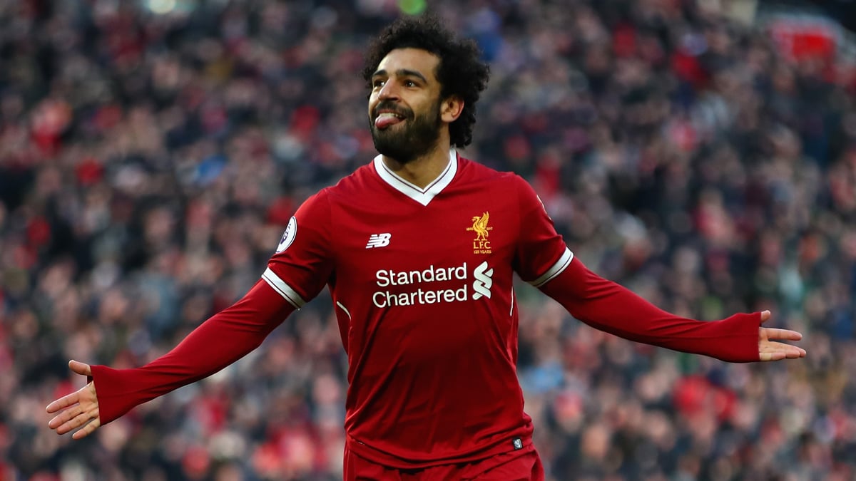 Mohamed Salah celebra su gol ante el West Ham (Getty).