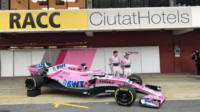 El nuevo Force India con el Halo rosa