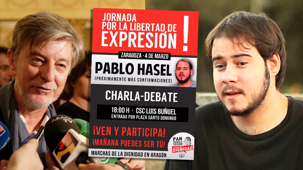 El alcalde de Zaragoza y el rapero conenado Pablo Hasel