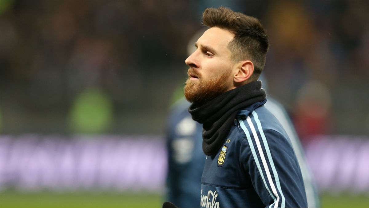 Messi durante un entrenamiento con Argentina (Getty)