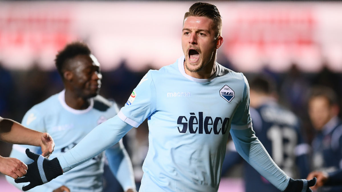 Milinkovic-Savic celebra un gol con la Lazio. (AFP)