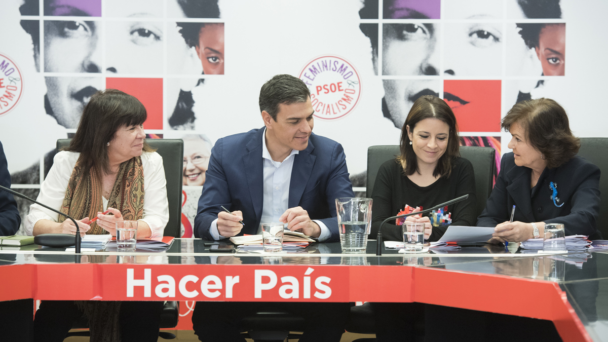 Pedro Sánchez al frente de la Ejecutiva Federal del PSOE. (Foto: PSOE)