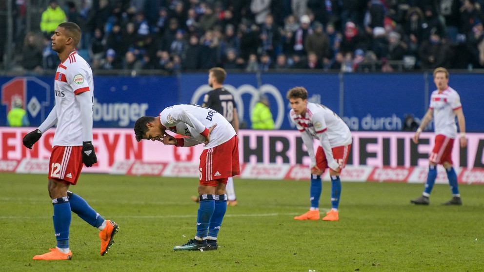 Los jugadores del Hamburgo, en un partido. (AFP)