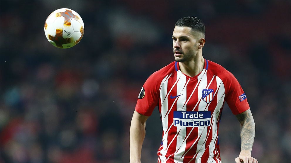 Vitolo, durante un partido con el Atlético de Madrid. (AFP)