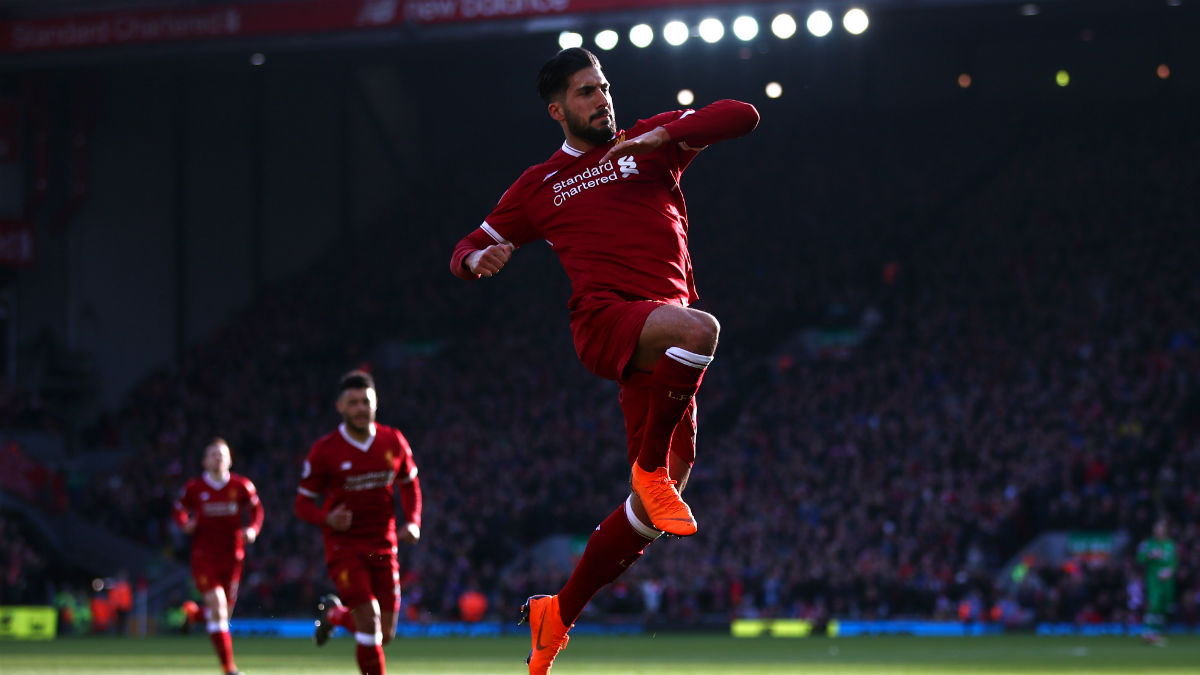 Emre Can celebrando un gol con el Liverpool (Getty)