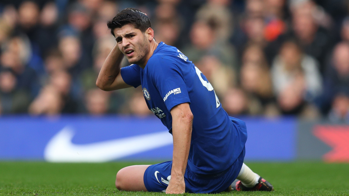 Morata, durante un partido reciente del Chelsea (Getty).