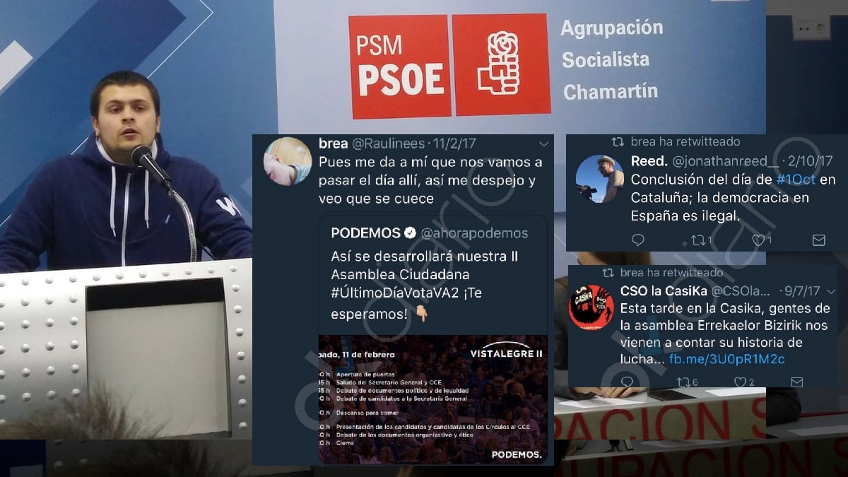 El líder de JJSS Chamartín y sus tuits y retuits. (Clic para ampliar)