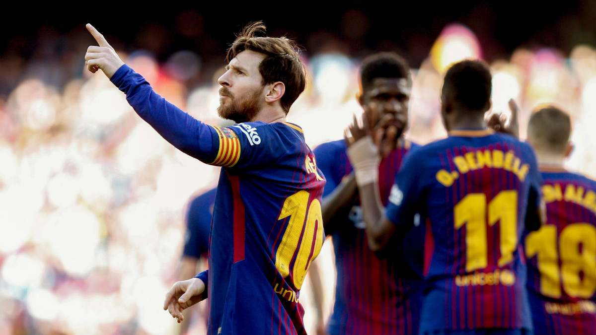 Leo Messi celebra un gol del Barcelona esta temporada. (EFE)