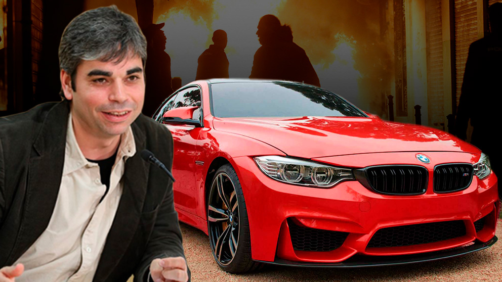 Jorge García Castaño y un BMW 320 genérico.