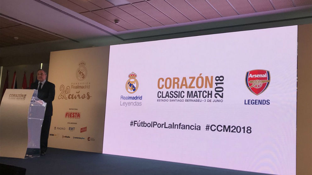 Florentino Pérez durante la presentación del Corazón Classic Match.