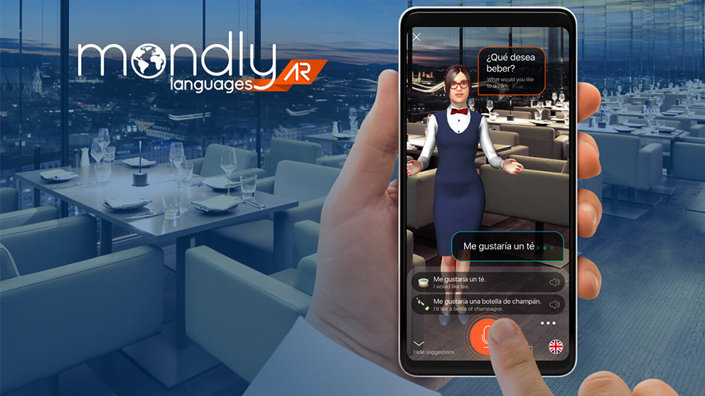 MondlyAR es la primera experiencia de realidad aumentada que utiliza el reconocimiento de voz para enseñar idiomas