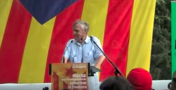 El independentista Oriol Doménec en un mítin en 2017