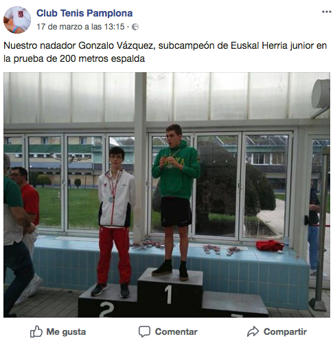 El Club de Tenis de Pamplona en sus redes sociales y el "Campeonato de Euskal Herría" (Foto: Facebook)