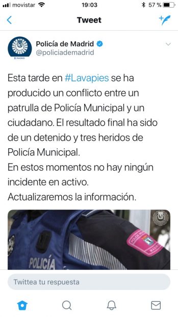 Tuit de la Policía Municipal