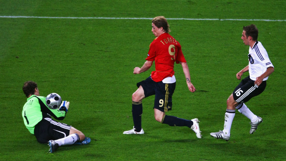 Fernando Torres dio la victoria a España frente a Alemania en 2008. (Getty)