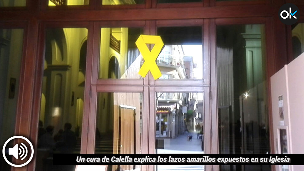 Un cura de Calella (Barcelona) explica los lazos amarillos expuestos en su Iglesia (Audio: ‘Dolça Catalunya’)