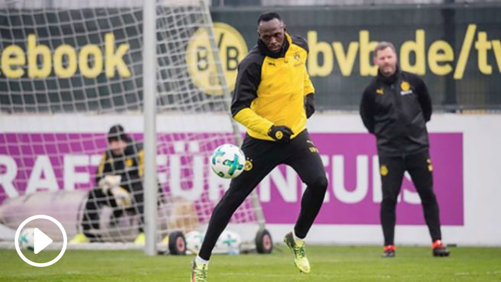 Usain Bolt se entrena con el Borussia Dortmund. (Instagram)