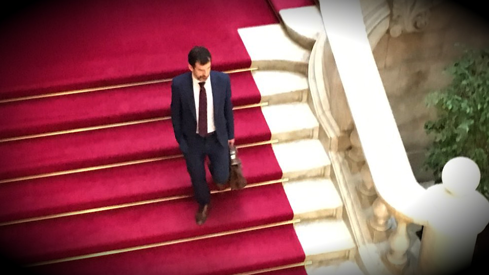 El mayor de los Mossos, Ferran López tras reunirse con Roger Torrent en el Parlament.