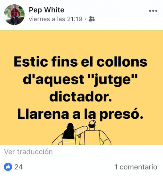 Mensaje del cabo de los mossos Pep Blanco contra el juez Pablo Llarena