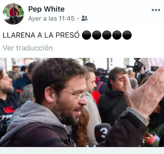Mensaje del cabo de los mossos Pep Blanco contra el juez Pablo Llarena