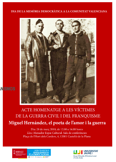Cartel del acto por el Día de la Memoria Democrática en Castellón