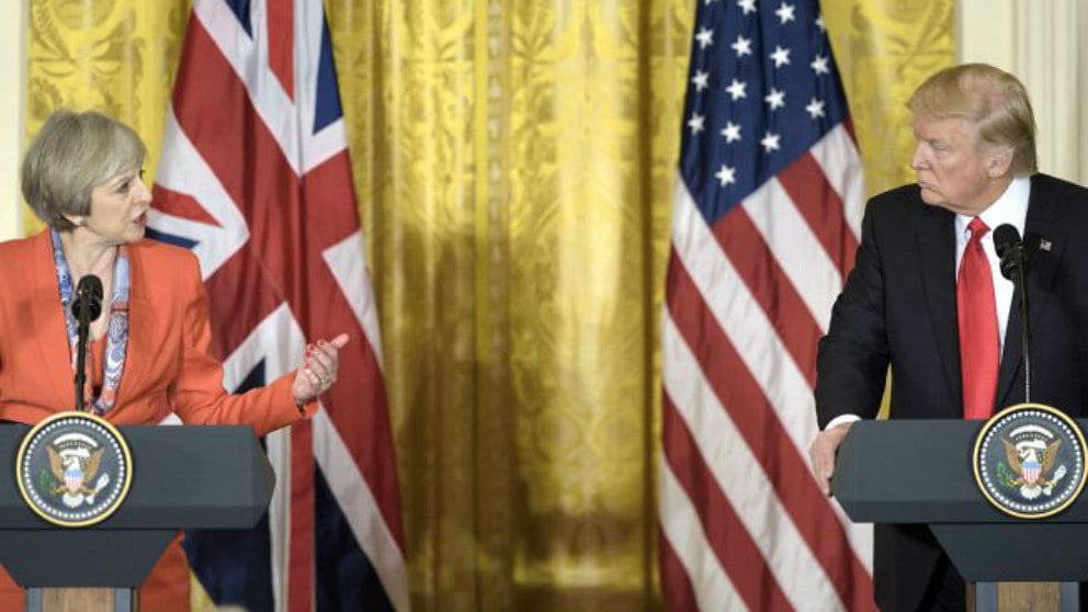 Theresa May y Donald Trump en la Casa Blanca. (Foto: AFP)