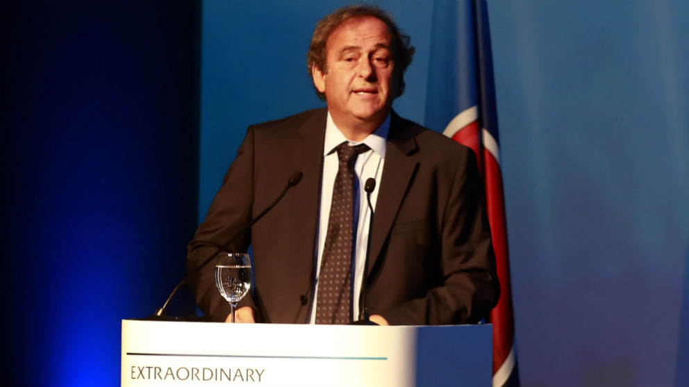 Michel Platini durante un congreso de la UEFA. (Getty)
