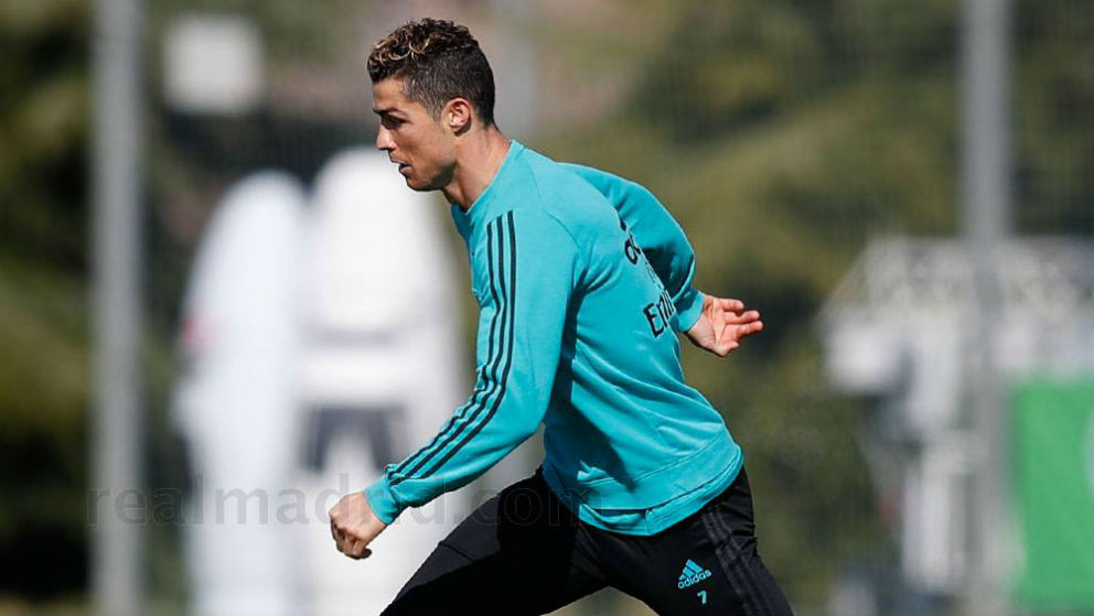 Cristiano Ronaldo durante un entrenamiento. (Realmadrid.com)