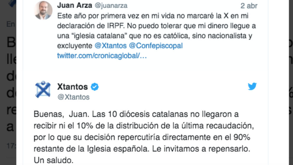 La Iglesia católica intenta convencer a los contribuyentes para marcar la x en su declaración de la renta