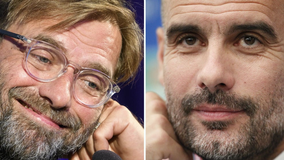 Jurgen Klopp y Pep Guardiola. (AFP)