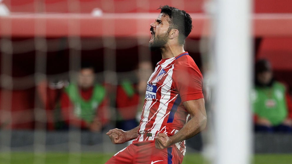 Diego Costa celebra un gol con el Atlético. (AFP)