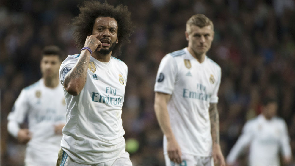 Marcelo durante un partido con el Real Madrid. (AFP)