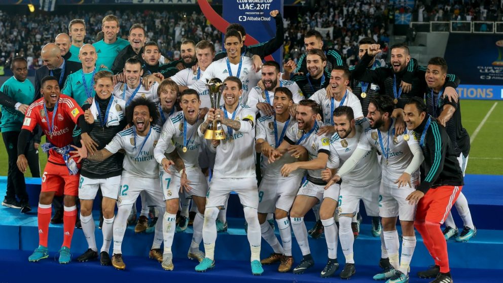 El Real Madrid celebra el Mundial de Clubes. (Getty)