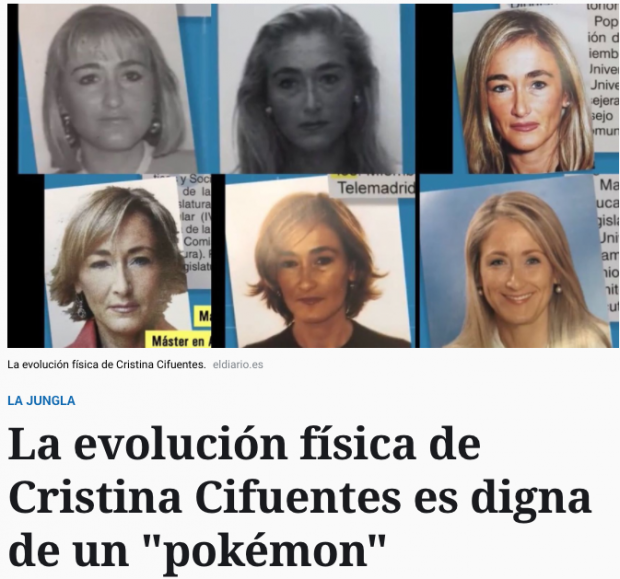 Ataque machista de tres periódicos a Cristina Cifuentes por su evolución física de su cara