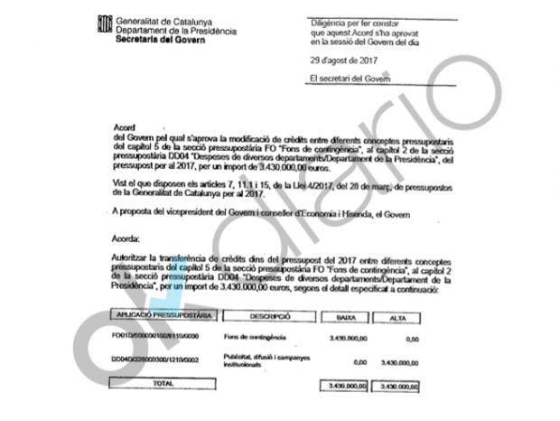La Guardia Civil desmiente a Montoro: hubo dinero público en la financiación del 1-O