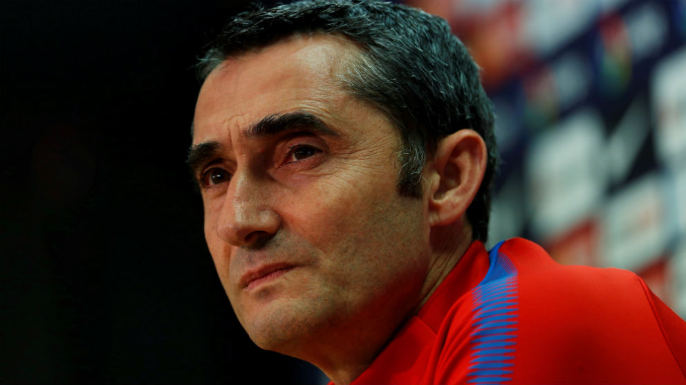 Ernesto Valverde durante la rueda de prensa. (EFE)