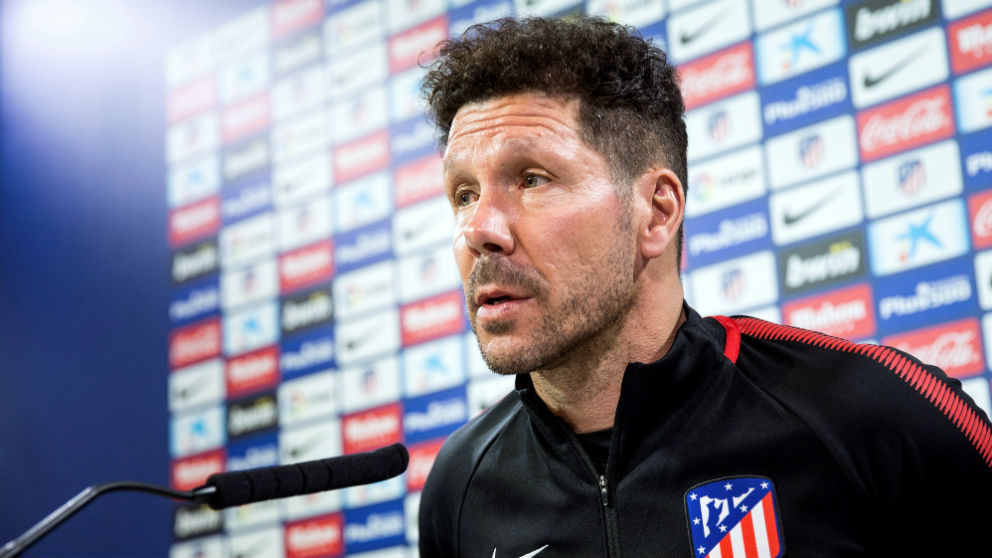 El Cholo Simeone, durante la rueda de prensa. (EFE)